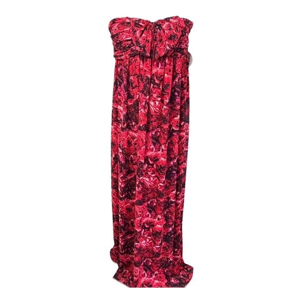 Giambattista Valli Impulse Strapless Floral Maxi Dress SZ 10 Bow Party Cocktail - Picture 4 of 12